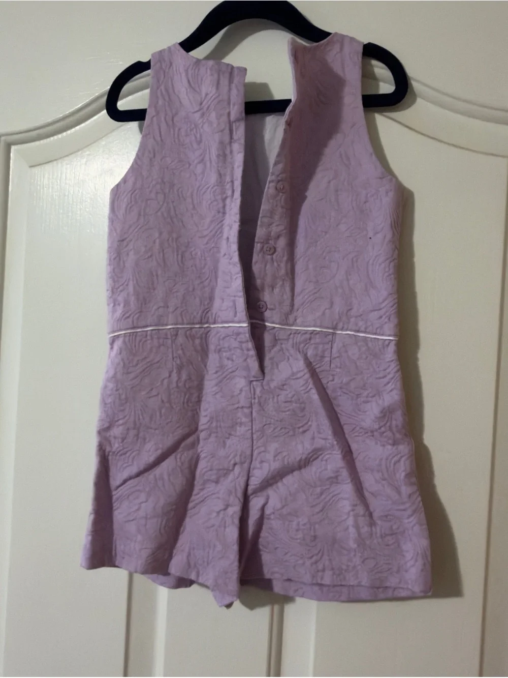 Janie and Jack Lilac Textured Romper with White Accent
